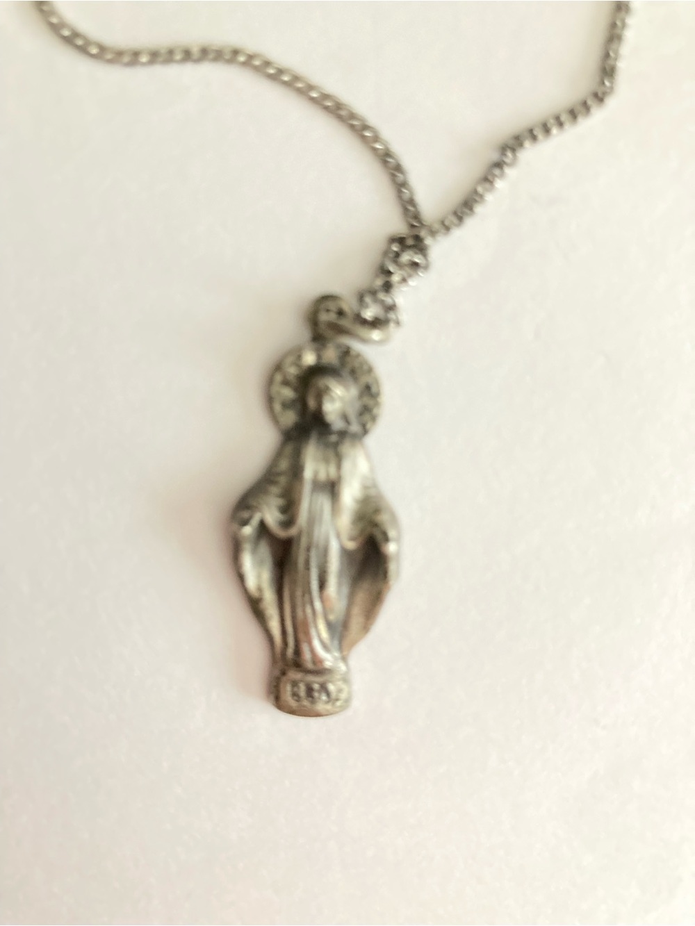 Sterling Silver Religious Pendant Necklace - Silver